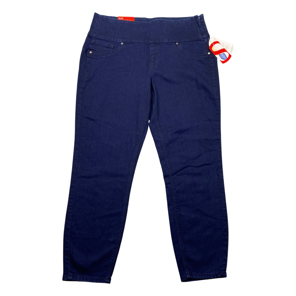 Spanx Cropped Denim Leggings Indigo Blue High Rise Pull On Jeggings XL 14-16 NWT